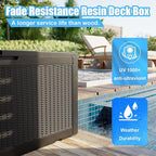 100 Gallon Waterproof Large Resin Deck Box, Lockable Storage Container for Patio Cushions, Garden Tools, Indoor & Outdoor (Black)