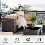 12 Pcs Outdoor Patio Furniture Set Outdoor Furniture All Weather Patio Sectional Sofa PE Wicker Modular Conversation Sets with Coffee Table, Swivel Rocking Chair (Sand)