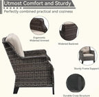 Patio Furniture Set 3 Pieces-Patio Chairs Set of 2 and A Side Table with Thick Cushions and All-Weather PE Wicker for Garden, Patio and Porch, Beige