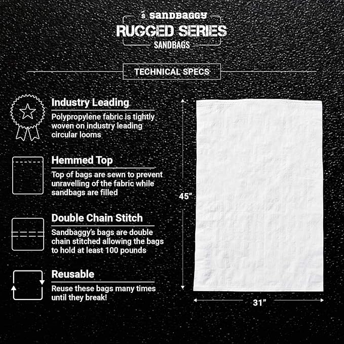 Sandbaggy Large Sandbags - Size: 31" x 45" - Thick Heavy Duty Contractor Bags, Heavy Duty Garbage Bags, Dumpster Bag, Construction Trash Bags, Contractor Bags 6 mil (1)