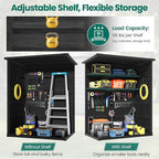 Vertical Outdoor Storage Shed with Floor, 56.8 Cu.Ft Resin Tool Cabinet with Lockable Doors, Waterproof Garden Storage Shed for Patio, Backyard & Garage Organization (Dark Gray)
