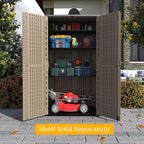 HOMSPARK Storage Shed Weather Resistance, Multi-Purpose Outdoor Storage Cabinet Waterproof, Outdoor Storage Cabinet for Garbage Cans, Lawnmower, Garden Accessories (Coffee, Tall shed-53 cu ft)
