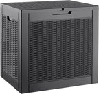 KAMABOKO 31 Gallon Outdoor Storage Box, Resin Deck Boxes Indoor and outdoor, Waterproof Storage Box Lockable Lid for Garden Tools, Package Delivery, Pool Supplies, Patio Cushions, Black