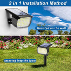 Solar Spot Lights Outdoor Waterproof IP65, 2 Pack Landscape Spotlights with 46 LEDs, 3 Modes Auto On/Off Solar Powered Flood Lights for Outside Pathway, Yard, Garden, Walkway (Cool White)