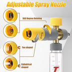 Tool Daily Foam Cannon Dual Connector, Mini Foam Cannon for Pressure Washer, 5 Power Washer Spray Nozzle Tips, 1/4 Inch Quick Connect