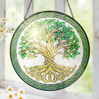 FLAGWIX Christmas Tree of Life Gifts for Women Men - Stained Glass Window Hanging 8 in - Xmas Birthday Gifts for Mom Grandma, Celtic Decor Suncatchers for Windows Hanging, Christmas Decoration