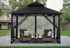 MASTERCANOPY Outdoor Garden Gazebo for Patios with Stable Steel Frame and Netting Walls (9x9,Black)