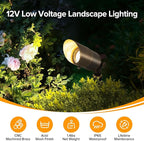 LUTEC Solid Brass Low Voltage Landscape Lighting, 12V Heavy Duty Waterproof Landscape Spotlights, Adjustable Bronze Uplights Outdoor Fixtures for Garden Yard Pathway Tree with MR16 Bulb
