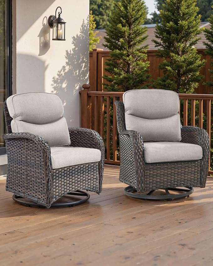Pop 22x25/22x24 Outdoor Seat Cushions Set of 2 - Comfortable High Back Water-Resistant Patio Wicker Chairs Cushion for Dining Rocker Glider Loveseat Couch Sectional Sofa - Beige/Smile