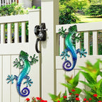 HONGLAND Metal Gecko Wall Art 15 Inch Lizard Outdoor Decor Lizards Garden Sculpture for Yard Fence 2 Pack
