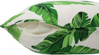 Outdoor Throw Pillow with Insert 18x18 Inch, Set of 2, Piping Edge Waterproof Fade Resistant Decorative Fluffy Pillows for Patio Furniture Chair Bench Couch Sofa - Green Leaves White