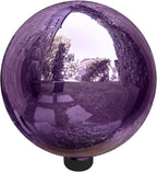 Alpine Corporation 10" Diameter Indoor Outdoor Glass Gazing Globe Garden Decor, Purple