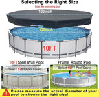 10 Ft Wintet Pool Cover, with Automatic Drain Round Pool Cover, One-Piece Quick Installation and Removal for Round Hot Tub and Spa Pool, Preventing Waterlogging, UV Protected