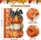 Thanksgiving Garden Flags 12x18 Inch Double Sided, Fall Welcome Pumpkin Yard Flags for Outside, Farmhouse Front Porch Outdoor Autumn Decor Holiday All Seasons Decoration