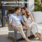 ovios 5 Pieces Patio Furniture Set, Outdoor Wicker Sofa Couch with Swivel Chairs 42" Fire Pit Table, High Back All Weather Modern Conversation Sets, Grey Rattan, Grey