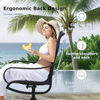 MFSTUDIO Outdoor Swivel Patio Dining Chairs Set of 2, High Back Breathable Textilene Patio Chairs for Balcony, Backyad, Deck, Garden (Navy Fabric,Black Frame)