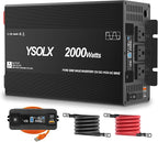 YSOLX 2000W Pure Sine Wave Power Inverter 12V to 110V/120V AC Converter for Home, RV, Truck, AC Hardwire Port, Remote Controller，Off-Grid Applications
