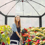 EAGLE PEAK 10x10 Portable Walk in Greenhouse with Polyester Reinforced Corners, Instant Pop up Indoor Outdoor Gardening Green House, Roll Up Zipper Entry Doors and Mesh Windows, Gray/White