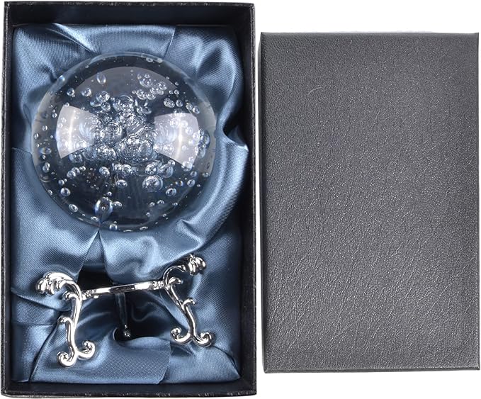 ChezMax Crystal 3 inch (80mm) Bubble Crystal Ball Paperweight Gorgeous Glass Ball for Decorative Ball Lensball Photography Gazing Divination or Feng Shui and Fortune Telling Ball
