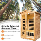 Far Infrared Sauna Room for 2 Persons Low EMF Home Indoor/Outdoor Saunas Canadian Premium Hemlock Wood-Sweating Detox-Colored Light Spectrum-LCD Display-Bluetooth