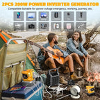 2 Packs Real 200W Power Inverter Compatible with Dewalt 18V/20V, VoLtTech Battery Inverter DC 20V to AC 110V Portable Phone Charger Generator Power Supply with 2 USB Ports & 1 Type-C & 1 AC Outlet