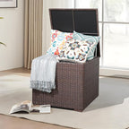 Patiorama 88 Gallon Wicker Deck Box, Indoor/Outdoor Storage Box for Patio Cushions, and Gardening Tools- Resin Rattan Patio Cushion Storage Bin, Brown