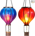 TERESA'S COLLECTIONS 2 Pcs Hot Air Balloon Solar Lantern Outdoor Garden Decor, Waterproof Hanging Solar Lantern with Flickering Flame Light for Yard Tree,Gift for Mom Lovers,18"
