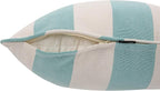 Outdoor Throw Pillow with Insert 18x18 Inch, Set of 2, Piping Edge Waterproof Fade Resistant Decorative Fluffy Pillows for Patio Furniture Chair Bench Couch Sofa - Teal Ivory Striped