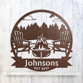 RealSteel Forest Campfire Monogram, Custom Home & Wall Décor, Personalized Sign, Outdoor Campsite, for Backyards, Deer Leases, Campgrounds, and Fire Pit area (Black, 18)