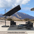 PURPLE LEAF 8.2' X 11.5' Tilting Patio Umbrella with Base Outdoor Cantilever Swivel Rectangle Umbrella Aluminum Offset Umbrella with 360-degree Rotation for Garden Deck Pool Patio Grey