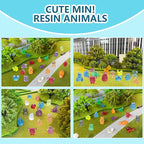 150/200 Mini Resin Animals Variety Pack Kit, 30 Types Tiny Resin Animals Figures, Hide Mini Figures Micro Landscape Ornaments Fairy Garden Accessories