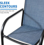 Outdoor Dining Chairs Set of 8, Stackable Patio Chairs with Textilene Fabric, Lightweight Garden Chairs for Poolside, Backyard, Camping, Light Blue