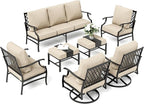 7 Piece Outdoor Patio Furniture Sets Metal Modern Outoor Patio Conversation Set with 5.75" Extra Thick Cushion for Deck Backyard