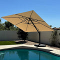 PURPLE LEAF 12 FT Square Patio Umbrella Large Outdoor Aluminum Offset Umbrella with 360-degree Rotation Cantilever Umbrella for Garden Deck Backyard Pool, Beige
