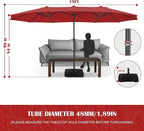 Sundale Outdoor Olefin 5-Year-Non-Fading 15 ft Patio Umbrella with Sand Bag Base and Cover, Large Outdoor Double-Sided Umbrella