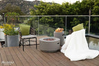 AMS Fireplace | Modeno Waterford Package | Light Gray Natural Gas Fire Pit Table for Outside Patio Bundle with Wind Guard, SS Burner Lid | Free Ice Bucket & Rubber Mat