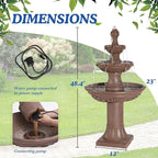 Italian Outdoor Water Fountains Garden Decor - 48.4''H Fountains and Waterfalls Outside, Large Cascading Indoor Floor-Standing Resin Bubbler Fountain Features W/Pump for Patio, Yard (Brown)