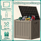 Devoko 40 Gallon Deck Box Outdoor Storage Box Waterproof for Patio, Large Outdoor Storage Bench Lockable for Outside (Brown, 40 Gallon)