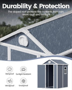 6x4.5 FT Plastic Sheds & Outdoor Storage, UV Resistant Storage Sheds Outdoor with Floor and Window, All-Weather Garden Resin Tool Shed for Lawn Mower, Yard Tools, Bike, Dark Gray