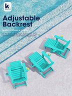 KINGYES Folding Adjustable Adirondack Chair with Retractable Ottoman Set of 4, Aruba