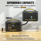 VTOMAN 2376Wh Portable Power Station with Extra Battery & 110W Solar Panel - 1500W Up to 3000W Solar Power Generator for Home Backup, Off-grid, Road Trip, RV, Camping, Fishing, Emergencies