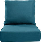 Luxury 24x24x6 Inch Outdoor Cushions - Water&UV&Fade Resistant 1 Set Patio Back&Seat Cushion for Wicker Dining Rocking Swivel Chairs Loveseat Couch Sectional Sofa - Peacock Blue