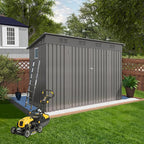 9x4 FT Lean to Shed with Window, Metal Sheds & Outdoor Storage with 6 Vents and 2 Swing Doors, Outdoor Storage Shed Waterproof for Backyard, Garden, Patio, Gray
