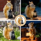 Solar Garden Decor Squirrel Statues - Squirrel Figurine Lawn Ornaments,Small Animal Garden Statues for Outdoor Yard Art Porch Patio Balcony Home House Decor,Birthday Gifts for Women Mom Grandma
