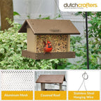 DutchCrafters Poly Hanging Hopper Bird Feeder, Large Hanging Bird Feeder for Outside, Outdoors - Amish American Made (Tudor Brown & Weatherwood)