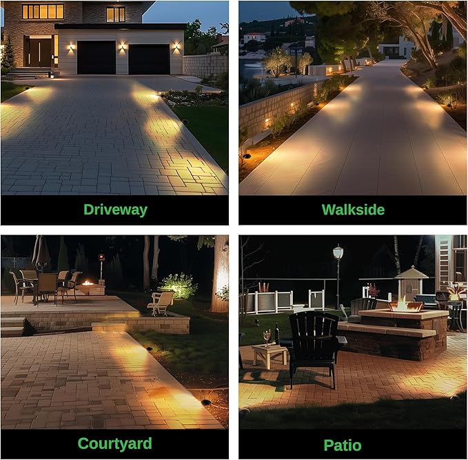 Low Voltage Inground Landscape Lights - Outdoor Soft White & Bright White 5 Selectable Colors Turret Top Well Light, LED in-Grade Fixture, ORB Aluminum for Path Yard Floor 3W 170LM 10 Pack