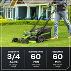 Greenworks 80V 25" Brushless Cordless (Self-Propelled) Dual Blade Lawn Mower (LED Headlight + Aluminum Handles), 4.0Ah Battery and Rapid Charger Included