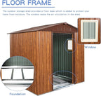 6 x 6 FT Outdoor Storage Shed, Metal Garden Shed with Floor Frame, Tool Shed Outdoor Storage with Lockable Sliding Doors & Window & Air Vents, Storage House Waterproof for Backyard, Lawn, Coffee