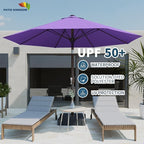PatioKingdom Auto-Tilt 9FT Patio Umbrella Outdoor with 8 Sturdy Fiberglass Ribs,Market Table Umbrella for Pool,Backyard,Deck and Garden