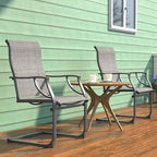 Amopatio Patio Chairs Set of 2, Outdoor Dining Chairs for All Weather, Breathable Garden Outdoor Furniture for Backyard Deck, Grey & White